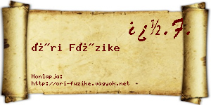 Őri Füzike névjegykártya